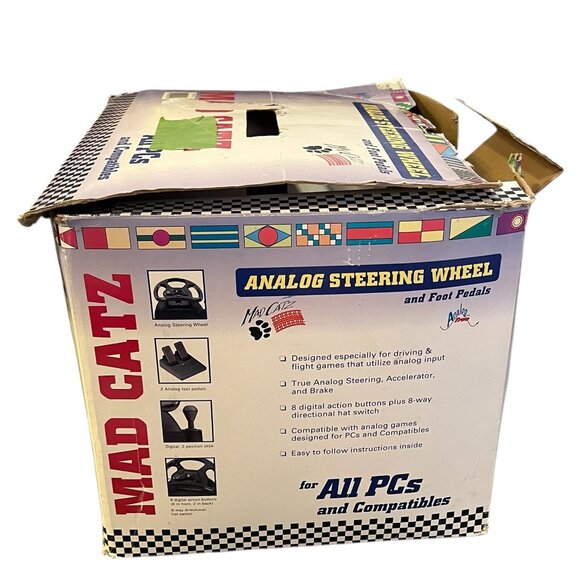 Mad Catz Analog Steering Wheel And Pedals Racing PC Games Computer Wired W/ Box - Picture 11 of 11